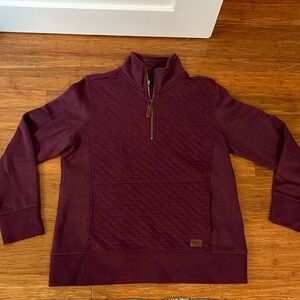Women's Quilted Quarter-Zip Pullover, Plum, size medium petite